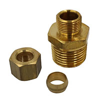 3/8 Inch (in) Tube Size 1/2-14 Thread Size Compression Fitting